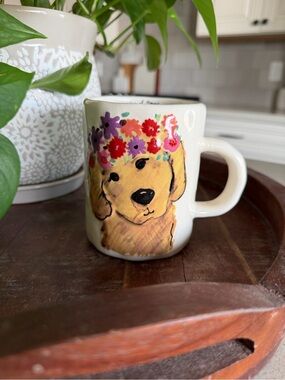Natural Life Golden Retriever Mug with Floral Crown “Cup of Happy”